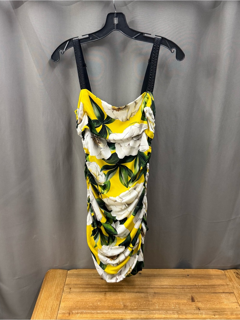 Dolce & Gabbana Yellow Floral Ruched Tank Dress - Women's